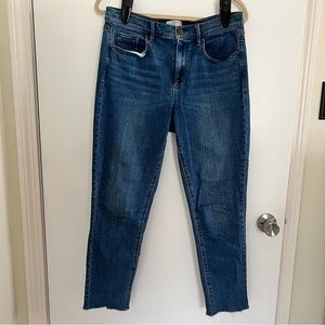 Loft crop skinny jeans w/ fringe bottoms